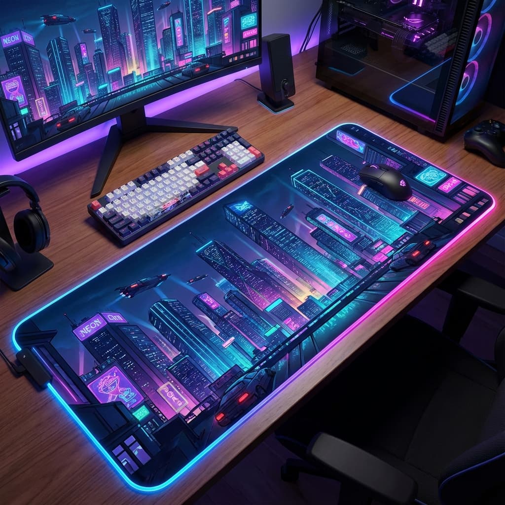 Neon City Gaming Desk Mat